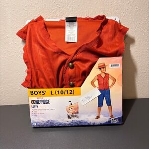 InSpirit Designs One Piece Luffy Costume Boys L 10/12 Red New 3pc Set Netflix